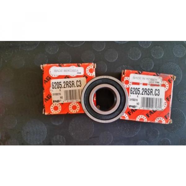 Deep Grove Ball Bearing FAG 6205-2RSR-C3 Single Row, Double Sealed #3 image